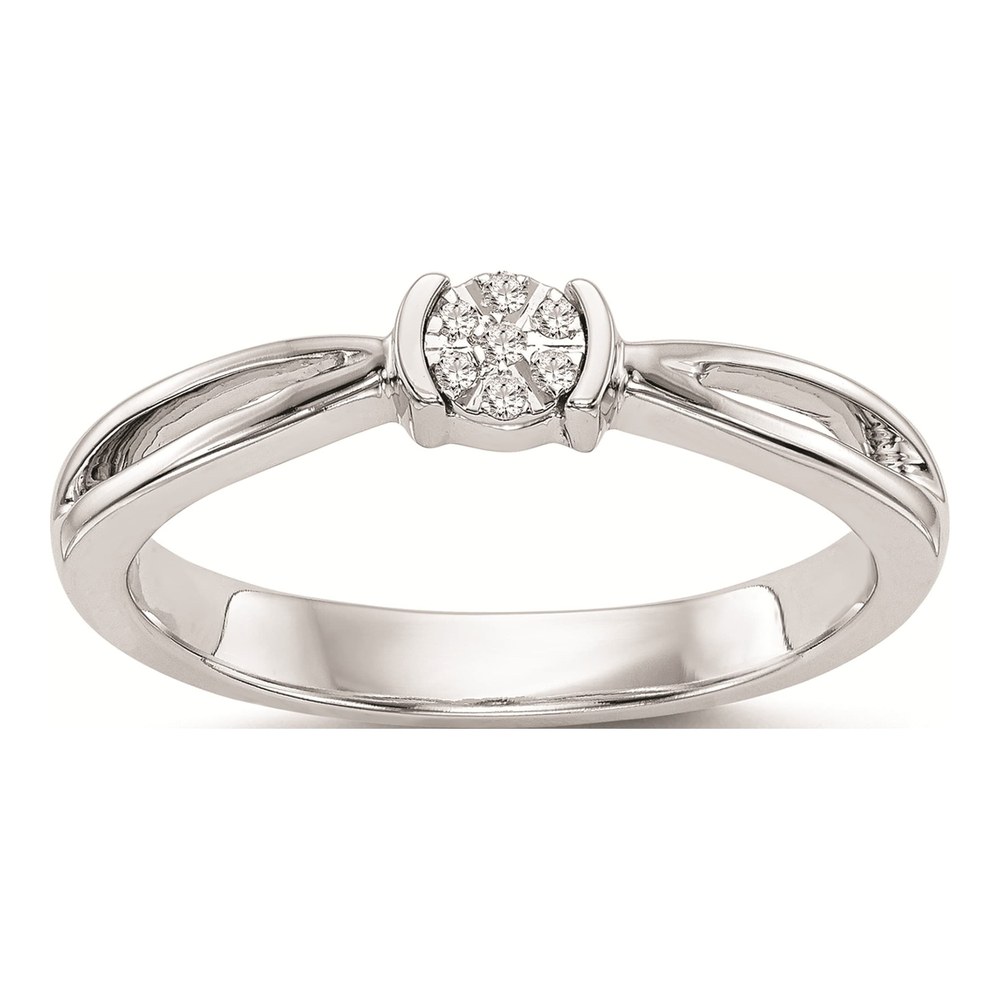 14K White Gold Diamond Cluster Promise Engagement Ring