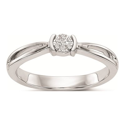 14K White Gold Diamond Cluster Promise Engagement Ring