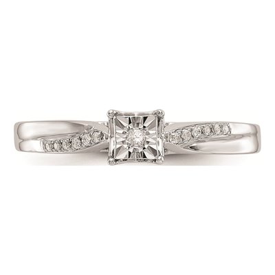 10K White Gold 1/20 ct tw Diamond Square Illusion Engagement Ring – view 6