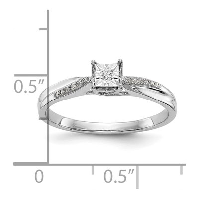 14K White Gold 1/20 ct tw Diamond Square Illusion Promise Engagement Ring – view 8