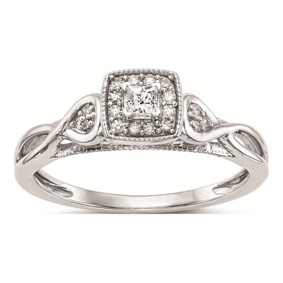 14K White Gold 1/5 ct tw Diamond First Promise Criss-Cross Engagement Ring