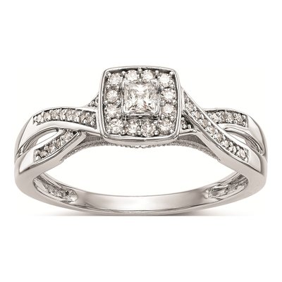 14K White Gold 1/3 ct tw Diamond First Promise Engagement Ring
