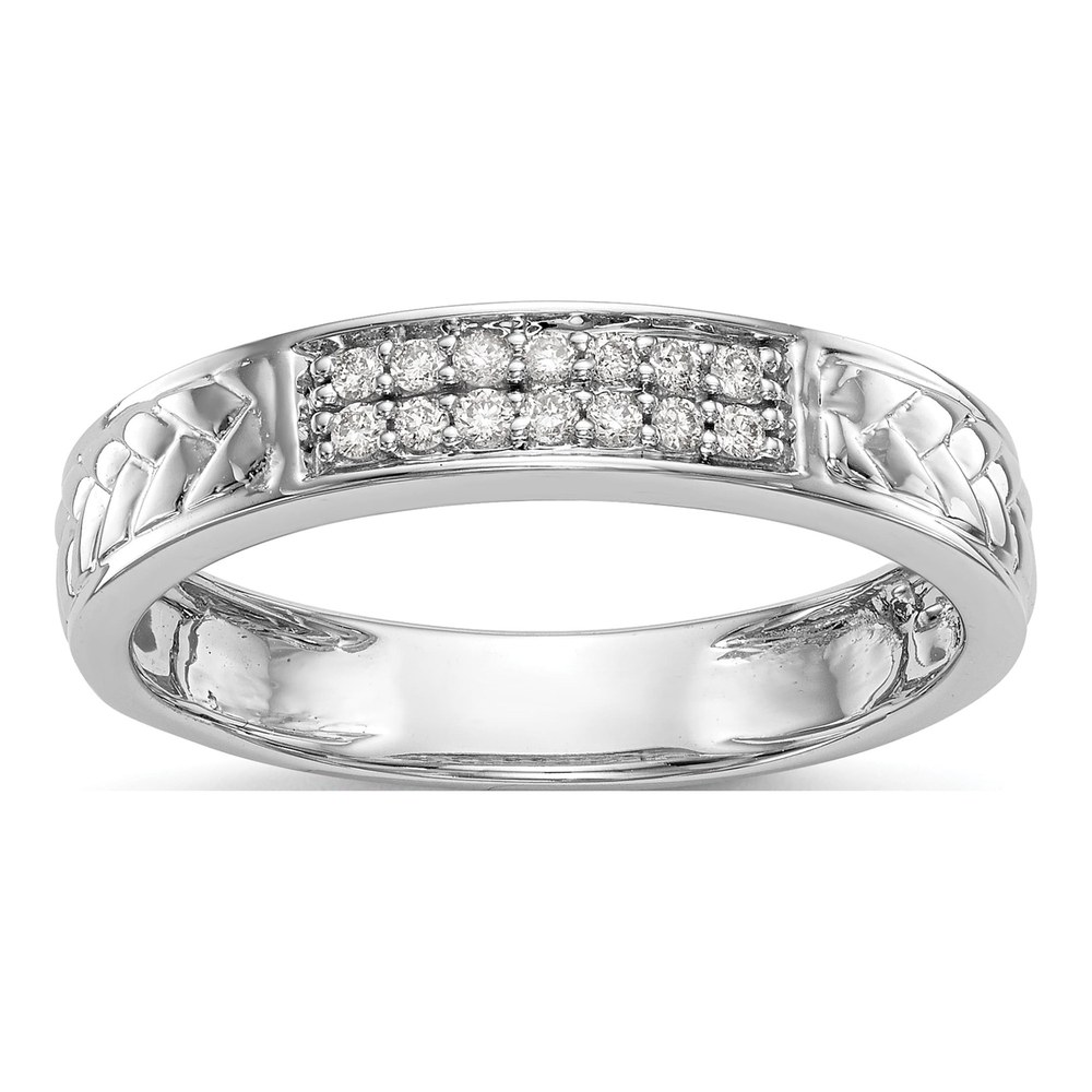 14K White Gold 1/10 ct tw Diamond Trio Wedding Band