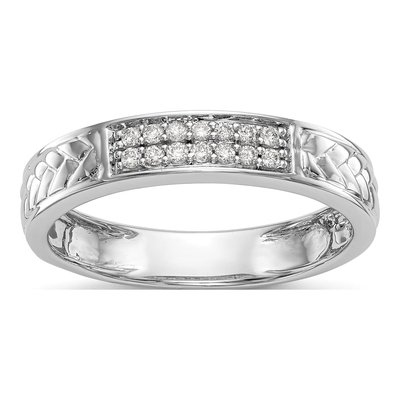 14K White Gold 1/10 ct tw Diamond Trio Wedding Band