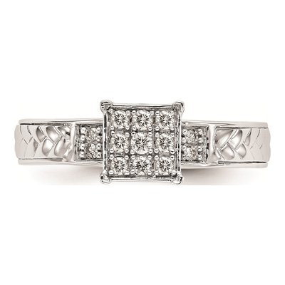 10K White Gold 1/6 ct tw Diamond Square Cluster Engagement Ring – view 5