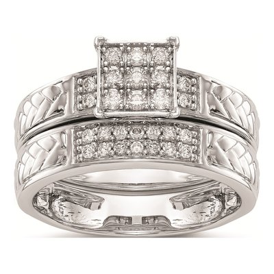 10K White Gold 1/6 ct tw Diamond Square Cluster Engagement Ring – view 7