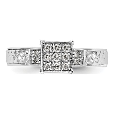 14K White Gold 1/6 ct tw Diamond Cluster Engagement Ring – view 5