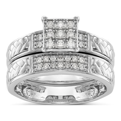 14K White Gold 1/6 ct tw Diamond Cluster Engagement Ring – view 7