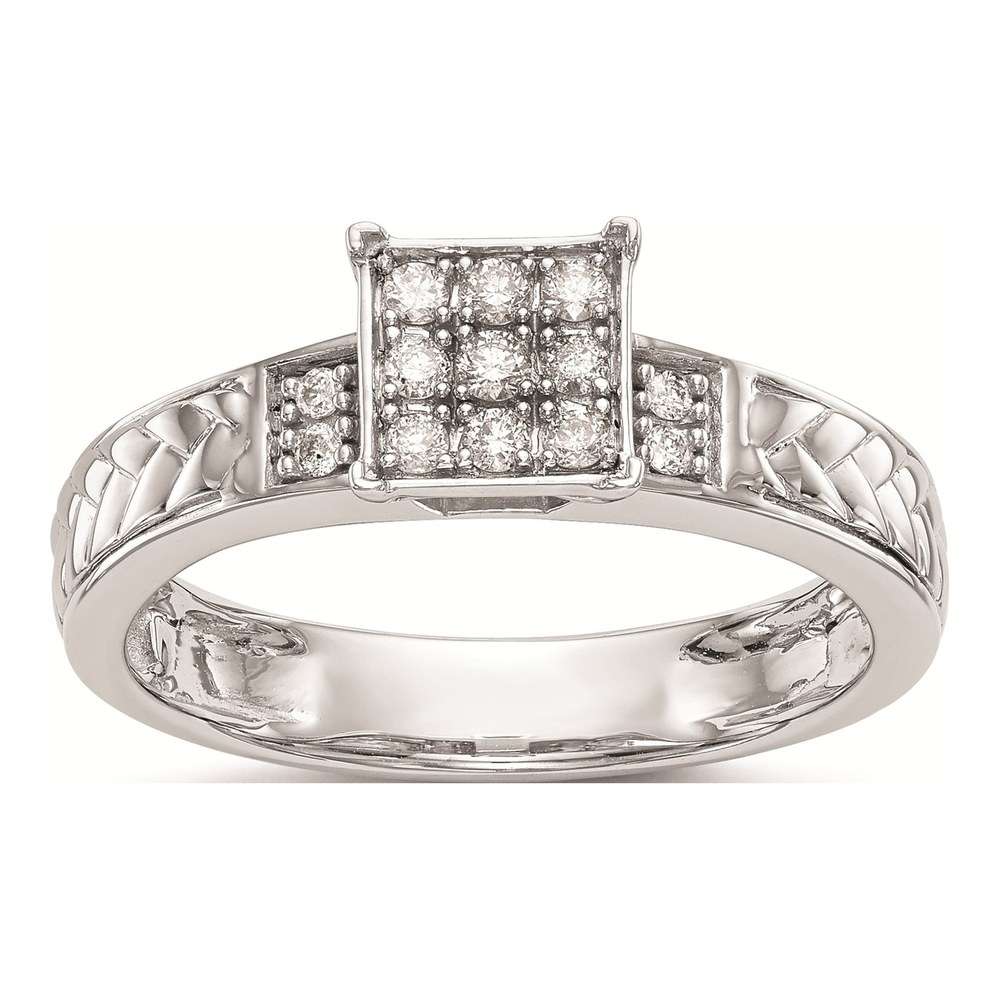 14K White Gold 1/6 ct tw Diamond Cluster Engagement Ring