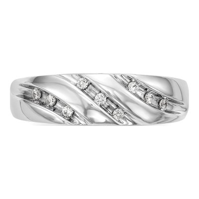 Men's 14K White Gold 1/7 ct tw Diamond Trio Wedding Band – view 4