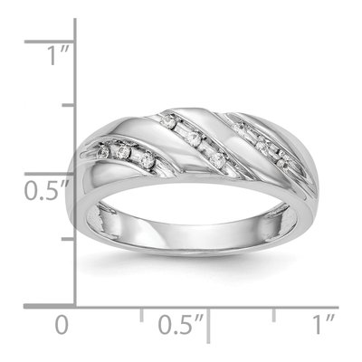 Men's 14K White Gold 1/7 ct tw Diamond Trio Wedding Band – view 7