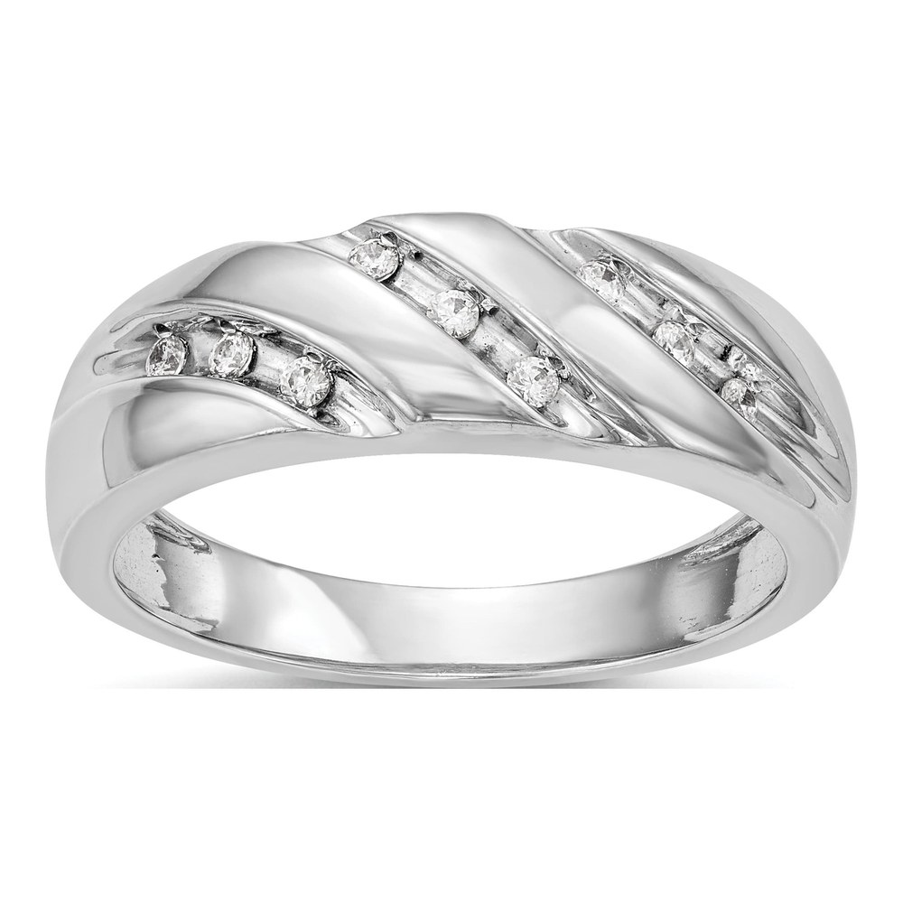 Men's 14K White Gold 1/7 ct tw Diamond Trio Wedding Band