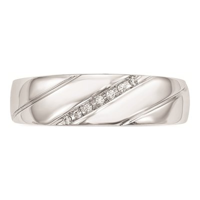 Men's 10K White Gold Diamond Trio Wedding Band – view 5