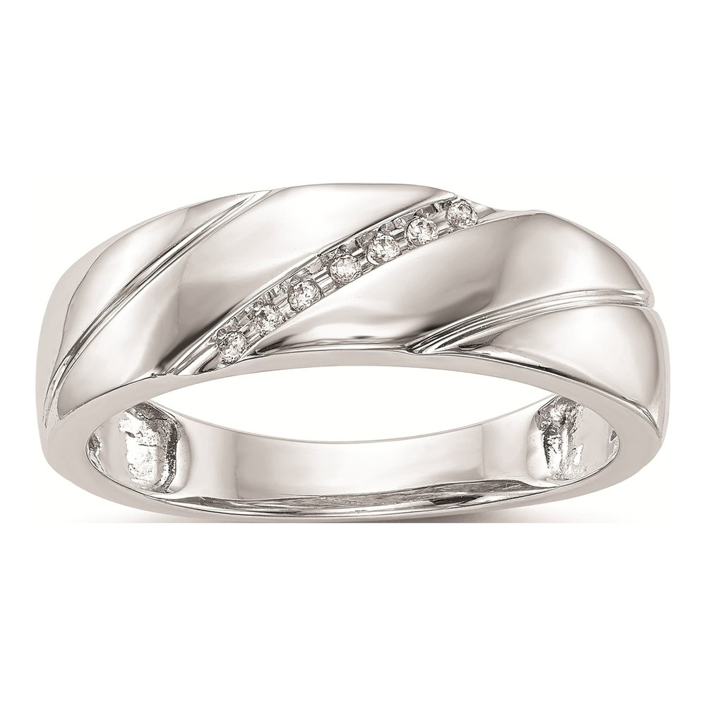 Men's 14K White Gold Diamond Wedding Band, AA Quality