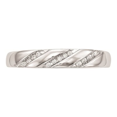10K White Gold 1/20 ct tw Diamond Trio Wedding Band – view 4