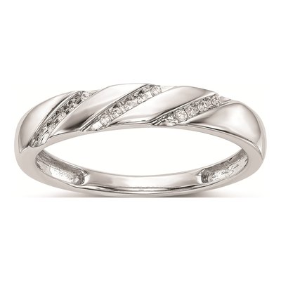 10K White Gold 1/20 ct tw Diamond Trio Wedding Band