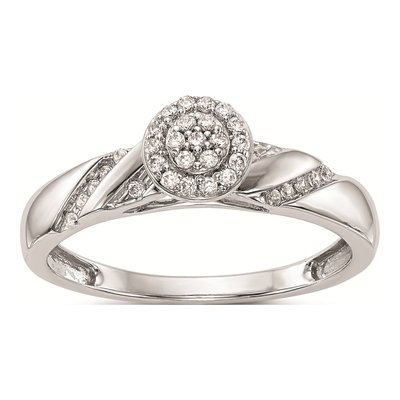 10K White Gold 1/6 ct tw Diamond Halo Engagement Ring
