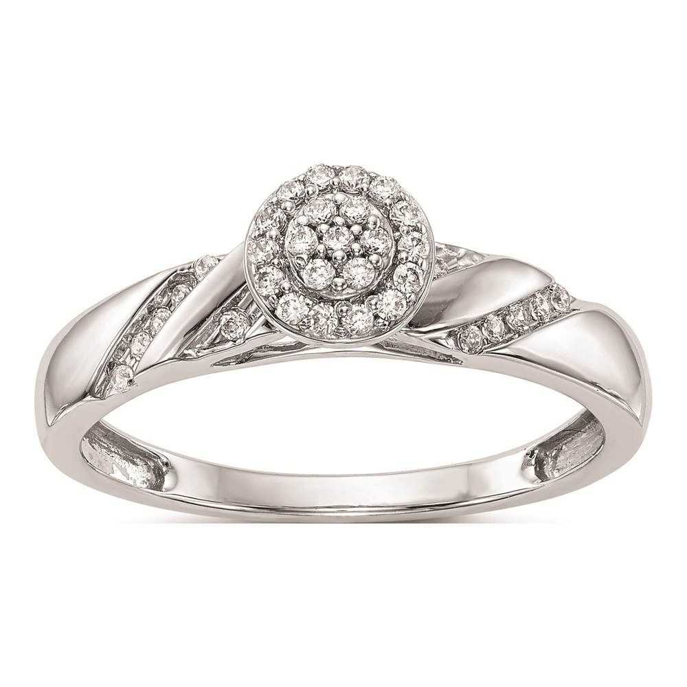 14K White Gold 1/6 ct tw Diamond Halo Trio Engagement Ring