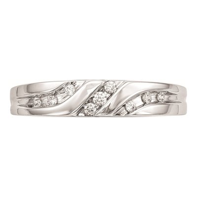 Men's 14K White Gold 1/6 ct tw Diamond Trio Wedding Band – view 4