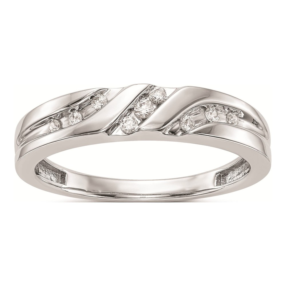 Men's 14K White Gold 1/6 ct tw Diamond Trio Wedding Band