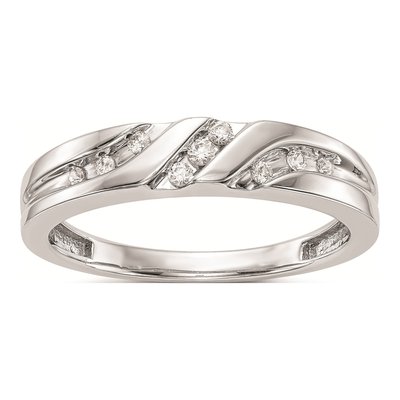 Men's 14K White Gold 1/6 ct tw Diamond Trio Wedding Band