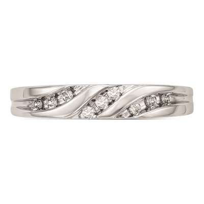 14K White Gold 1/8 ct tw Diamond Trio Wedding Band – view 5
