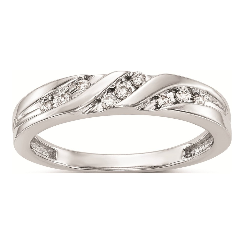 14K White Gold 1/8 ct tw Diamond Trio Wedding Band