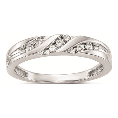 14K White Gold 1/8 ct tw Diamond Trio Wedding Band