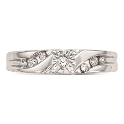 14K White Gold 1/8 ct tw Diamond Trio Engagement Ring – view 4
