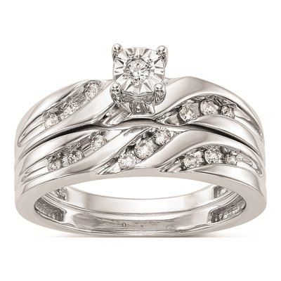 14K White Gold 1/8 ct tw Diamond Trio Engagement Ring – view 7
