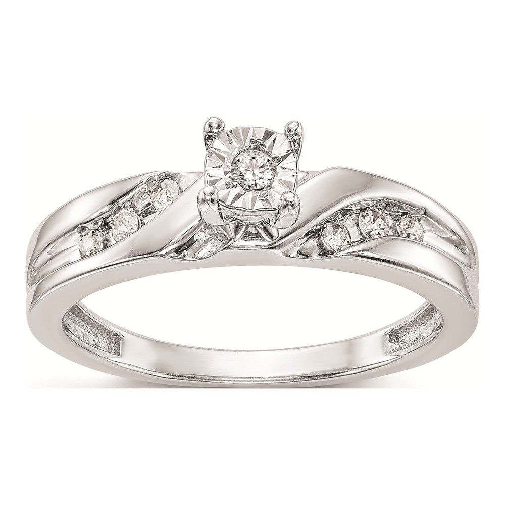 14K White Gold 1/8 ct tw Diamond Trio Engagement Ring