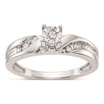 14K White Gold 1/8 ct tw Diamond Trio Engagement Ring