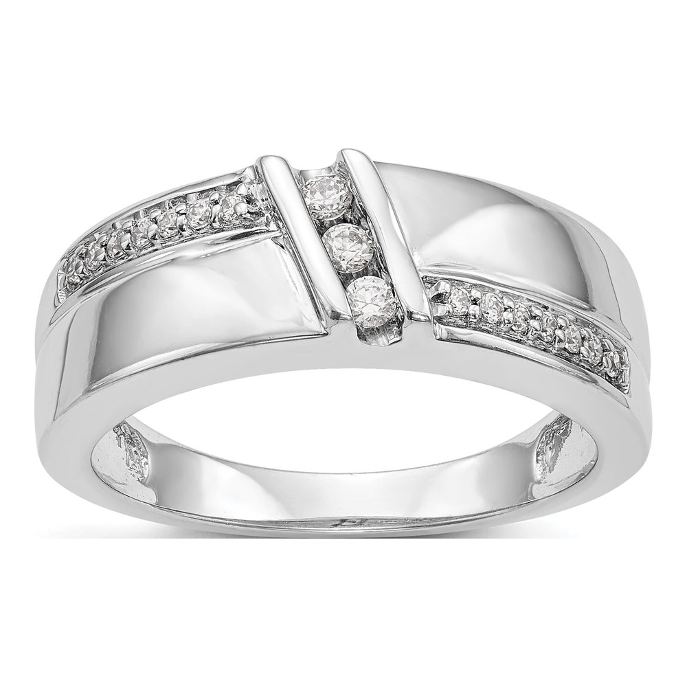 14K White Gold 1/7 ct tw Diamond Trio Wedding Band