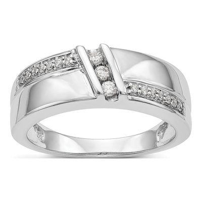 14K White Gold 1/7 ct tw Diamond Trio Wedding Band