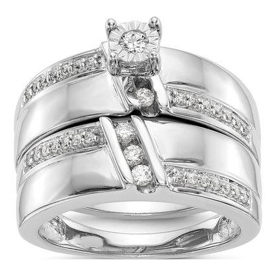 14K White Gold Diamond Trio Ring Semi-Mount – view 7