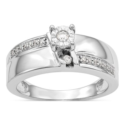 14K White Gold Diamond Trio Ring Semi-Mount