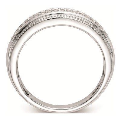 Men's 14K White Gold 1/10 ct tw Diamond Trio Wedding Band – view 2