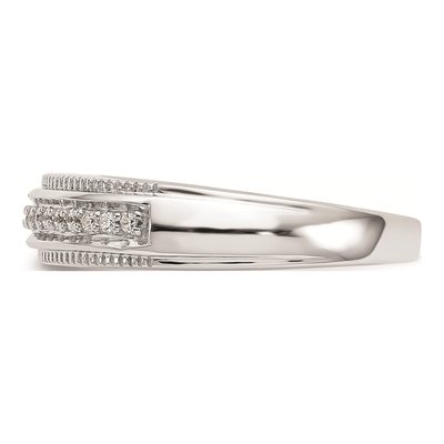 Men's 14K White Gold 1/10 ct tw Diamond Trio Wedding Band – view 3