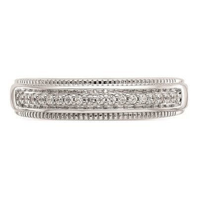 Men's 14K White Gold 1/10 ct tw Diamond Trio Wedding Band – view 4