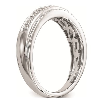 Men's 14K White Gold 1/10 ct tw Diamond Trio Wedding Band – view 6