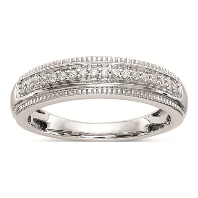 Men's 14K White Gold 1/10 ct tw Diamond Trio Wedding Band