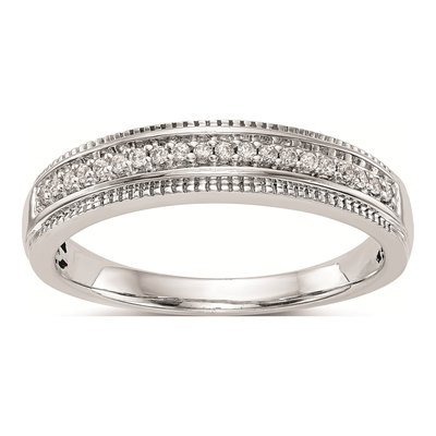 14K White Gold 1/10 ct tw Diamond Trio Wedding Band