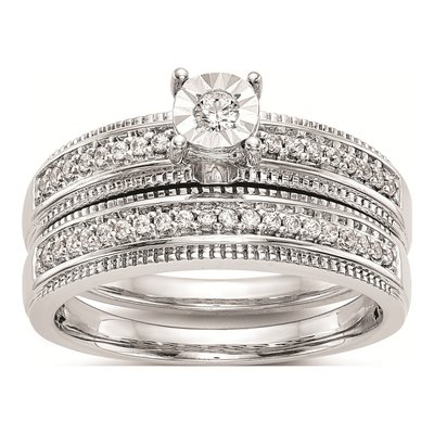 14K White Gold Diamond Trio Engagement Ring Semi-Mount – view 7