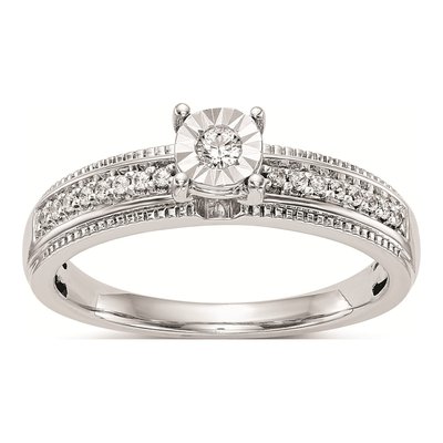 14K White Gold Diamond Trio Engagement Ring Semi-Mount