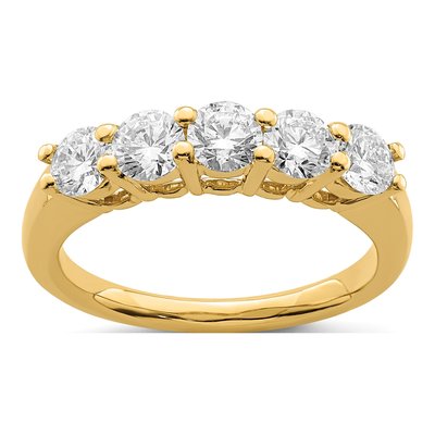 14K Yellow Gold 1 1/3 ct tw Lab-Grown Diamond 5-Stone Ring