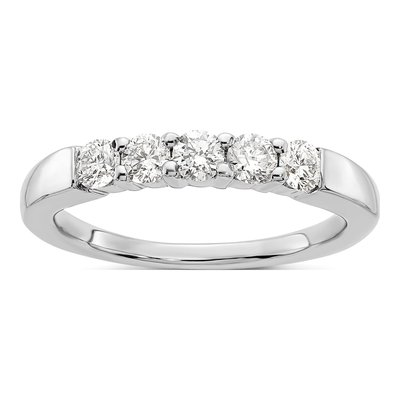 14K White Gold 1/2 ct tw Lab-Grown Diamond Five-Stone Wedding Band