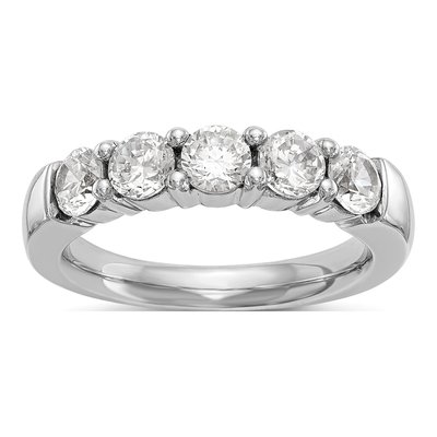 14K White Gold 1 ct tw Lab-Grown Diamond 5-Stone Wedding Band