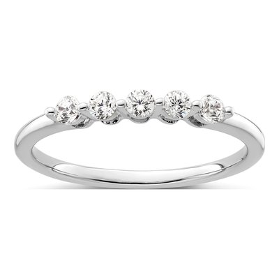 14K White Gold 1/4 ct tw Lab-Grown Diamond 5-Stone Ring