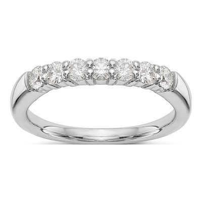 14K White Gold 3/4 ct tw Lab-Grown Diamond Seven Wedding Band