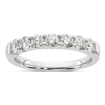 14K White Gold 1 ct tw Lab-Grown Diamond Seven-Stone Wedding Band